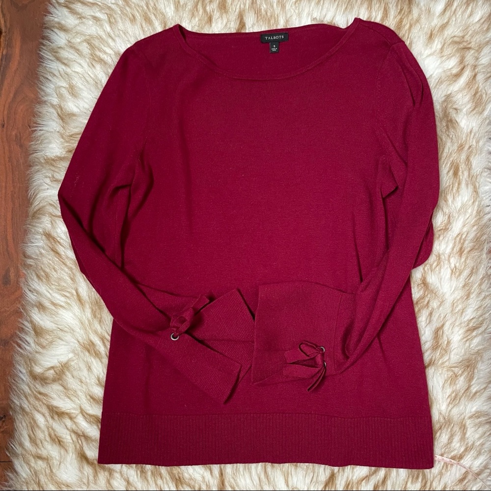 Talbots Split Bell Bow Cuff Sweater - image 4